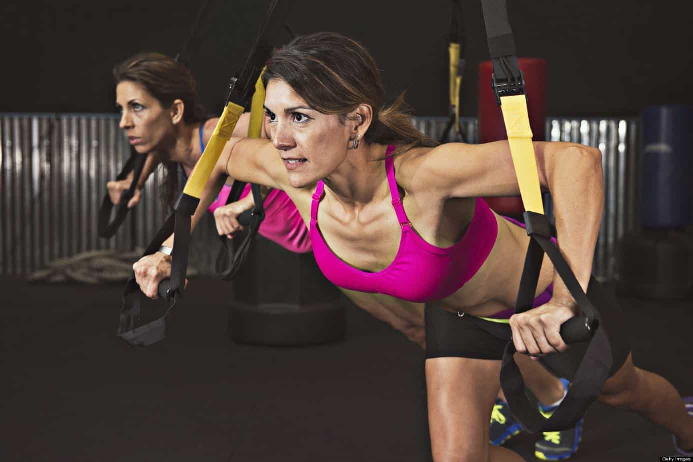 Women performing bodyweight exercises