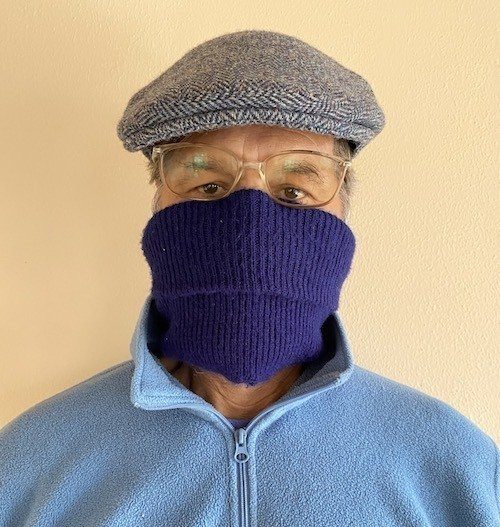coronavirus outbreak protection: wear a scarf around your face.