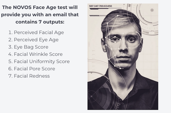 discover your biological age with Novos face age test